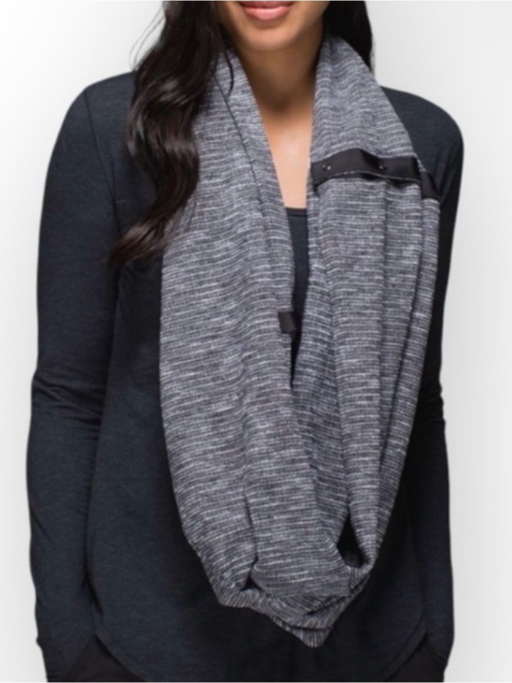 lululemon Vinyasa Scarf *Rulu (NWOT) Heathered Herringbone/Heather Slate Black